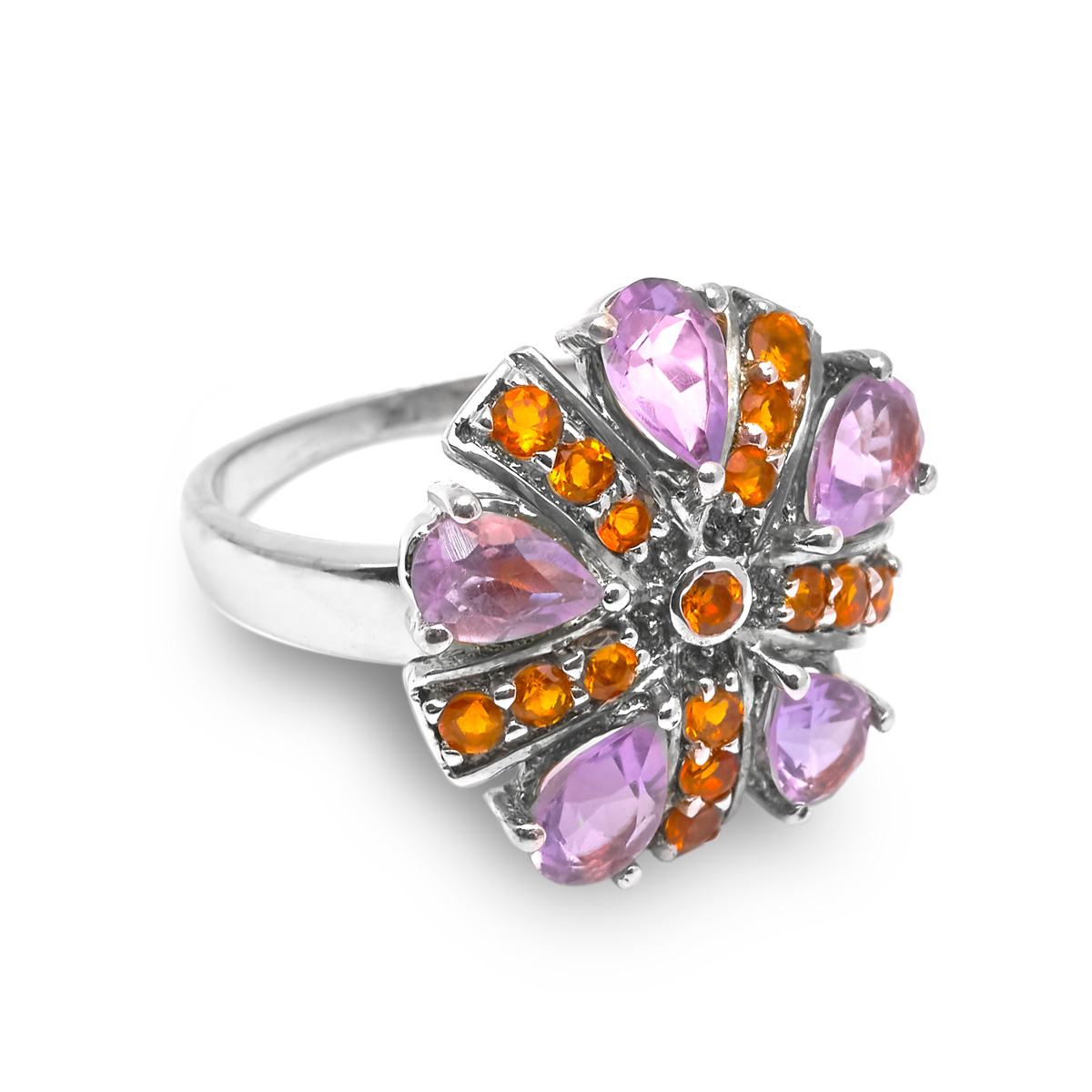 Bague amethyste, citrine argent Priya